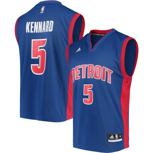 Maillot nba Detroit Pistons adidas Road Réplique Homme Luke Kennard 5 Bleu